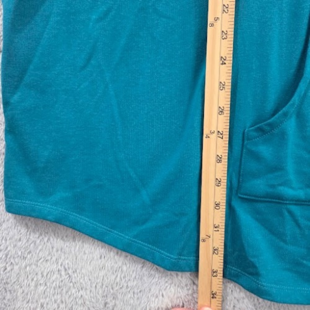 Roamans Fleece Zip Front Hoodie Tunic Women's 5X Teal Plus Size Long Sleeve - Picture 5 of 9